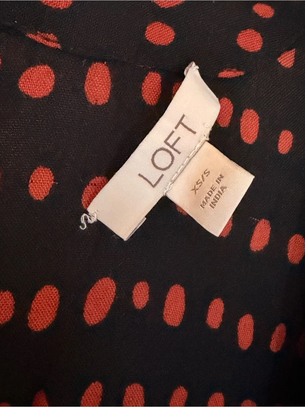 LOFT Black Rayon Swim Coverup with Red Dot Pattern XS/S EUC